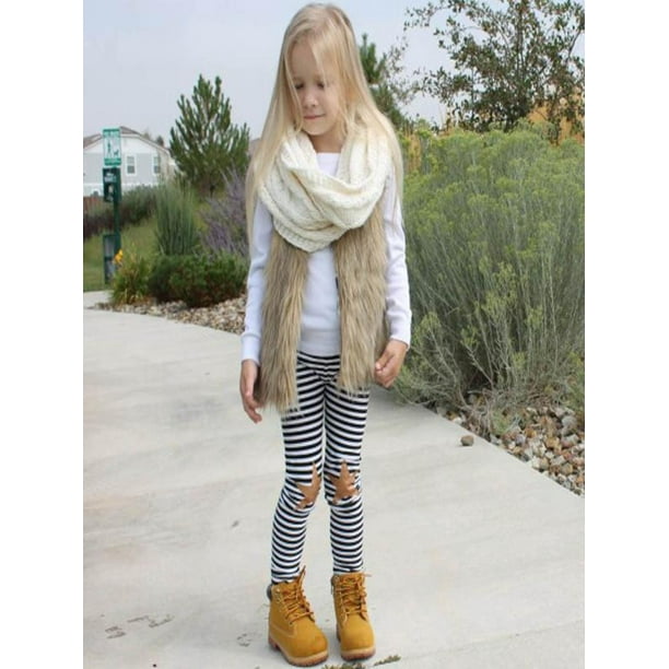 Toddler Kids Baby Girl Winter Warm Clothes Faux Fur Waistcoat Thick Coat Outwear